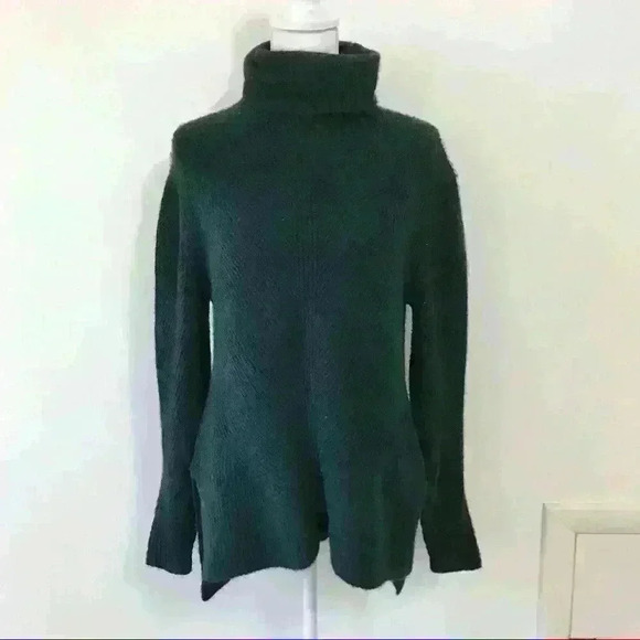 Sweet Romeo Abstract Rib Turtleneck Tunic Sweater Dark Teal - Picture 3 of 6